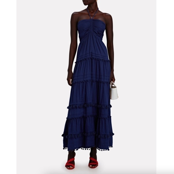 Intermix Beach Club Lydia Pompom Organic Cotton Maxi Dress - Picture 1 of 10